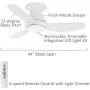 Luminance kathy ireland HOME Curva Sky LED Outdoor Ceiling Fan with Light Kit, 44 Inch | Modern Flush Mount Fixture with Weather Resistant Blades | Dimmable with Remote Control, Appliance White