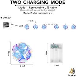 AceList 20 LED Globe Disco Ball Mirror String Lights, 10ft USB&Battery Powered Fairy Lights,Ramadan Decoration Lighting for Halloween, Christmas Gifts, Tree Decor Outdoor Indoor Patio Party Garden
