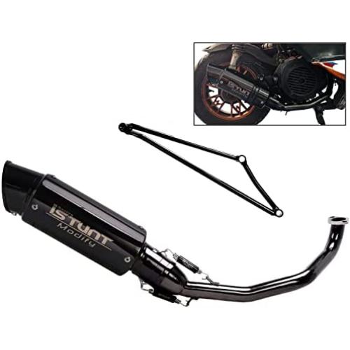 YOSAYUSA Complete Exhaust System Slip On Muffler Baffle Header Muffler For GY6 Engine 125cc 150cc Scooter Moped ATV (With Removeable DB Killer)