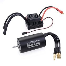 YOUQUKEJI 3660 3300KV Brushless Motor and 60A ESC Combo Set/Waterproof sensorless kit/Output 5.8V/3A/for 1/10 Remote Control car Truck Off-Road Vehicle