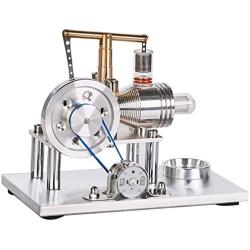 PUOSUO Hot Air Stirling Motor Power Generator Alpha Engine Model Educational Physics Experiment Kit(B)