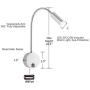 DC 12V Reading Light, Touch Control RV Interior Lights with USB Charging Port, 3W Warm White Flexible Gooseneck Lamp for Car, Van, Boat and Motorhome (Aluminum)