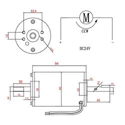 High‑Speed DC Motor, 80W 24V CW/CCW Permanent Magnet DC Motor Double Output Shaft Speed Regulation Motor(with Bracket)
