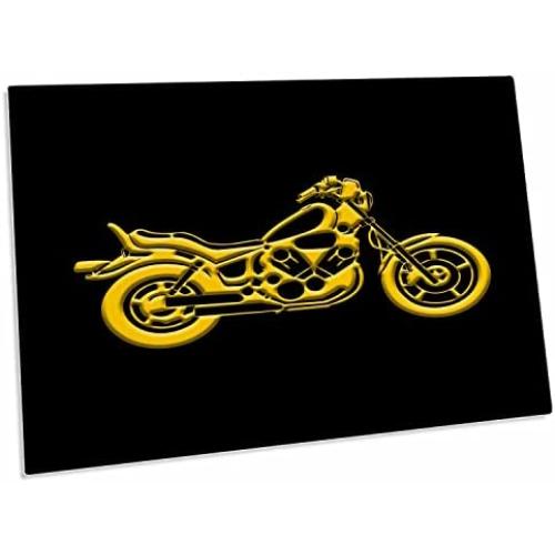 3dRose Detailed Silhouette of a Motor Bike. Yellow on Black. - Desk Pad Place Mats (dpd-324604-1)