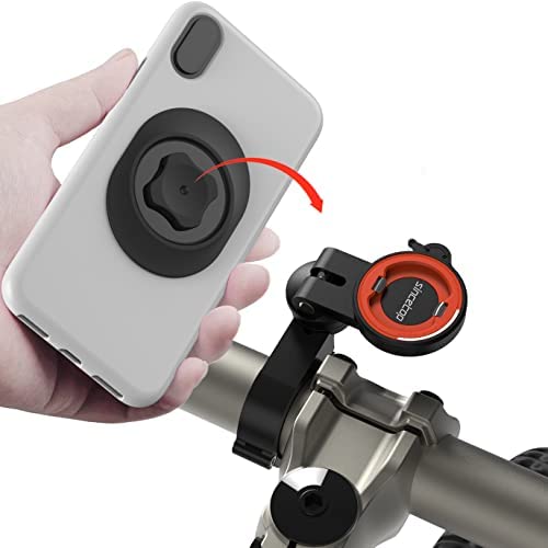 Bike Phone Mount,Motorcycle Cellphone Holder with Universal Adapter,Bicycle Out Front Handlebar Mount for Mountain Bike,Scooter,Electric and Road Bike-Compatible for iPhone-Angle Adjustment Edition