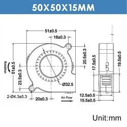 WINSINN 50mm 5015 Tiny Cooling USB Blower Fan 5V, 50mm Micro Mini USB 5 Volt Fans Blower Turbine Turbo Hydraulic Bearing, 1000mm/39in Cable Brushless Cooling 50mmx15mm (Pack of 4Pcs)