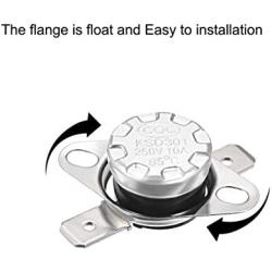 uxcell KSD301 Thermostat 95°C/203°F 10A Normally Open N.O Adjust Snap Disc Temperature Switch 2pcs