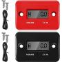 2 Pieces Inductive Hour Meter for Gas Engine Lawn Mower Dirt Bike Motorcycle Motocross Snowmobile Karting Marine ATV Boat Outboard Motor Generator Waterproof Hour Meters (Black, Red)