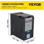 VEVOR VFD 2.2KW,Variable Frequency Drive 20A,CNC VFD Motor Drive Inverter Converter 110V,for Spindle Motor Speed Control (1 Phase Input,3 Phase Output)