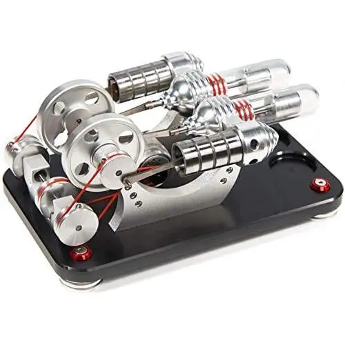 Sunnytech Hot Air Stirling Engine (2-Cylinder) Colourful LED Flywheels Education Toy Electricity Power Generator M14-22-D Sunnytech Hot Air Stirling Engine (2-Cylinder) Colourful LED Flywheels Education Toy Electricity Power Generator M14-22-D
