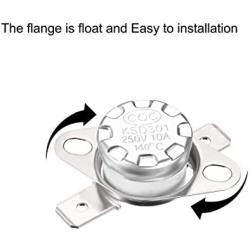 uxcell KSD301 Thermostat 140°C/284°F 10A Normally Closed N.C Adjust Snap Disc Temperature Switch for Microwave,Oven,Coffee Maker 2pcs
