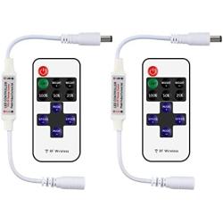 RGBZONE 2 Pack 11-Key RF Mini Wireless Remote Controller with DC 5-24V Connector for 5050 3528 5630 RGB LED Strip Lights