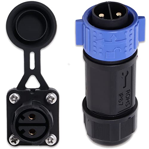 Trolling Motor Plug Receptacle Set 2-Wire Configuration by Wadoy, Waterproof Marine Boat Power Connector 12/24/36/48 Volt Marine Plug