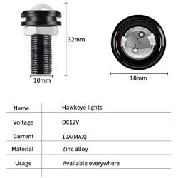 Yifengshun Super Bright 4 in 1 18MM Red LED Eagle Eye Strobe Warning Light DRL Daytime Running Reversing Light With Wireless Remote Control for Car Truck Motorcycle DC12V