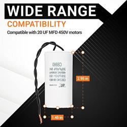 US CBB60 20uF Wire Lead Cylinder Motor Run SH Capacitor AC 450V Replacement Part by BlueStars - Compatible for Air Conditioner or Heat Pump Condenser