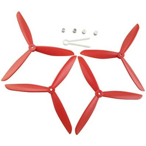 Upgraded Propellers Three Blades Main Blade Propeller Motor Covers for MJX B2 B3 Bugs Drone Replacement CCW CW RC Quadcopter Spare Parts Set (Red)