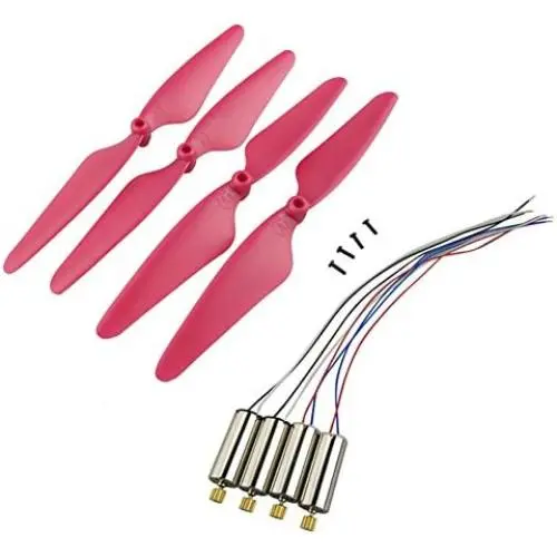 Upgrade Motors Main Blade Propellers for Hubsan H502E H502S Drone Replacement CCW CW with Metal Gear RC Quad Copter Spare Parts Set (Red)