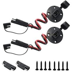 COMeap (2-Pack SAE Power Socket Sidewall Female Port to SAE Male Plug Flush-Mountable Connector Cable with SAE Polarity Reverse Adapter for Solar Panel Motorcycle Generator 12.5-inch(31.7cm)