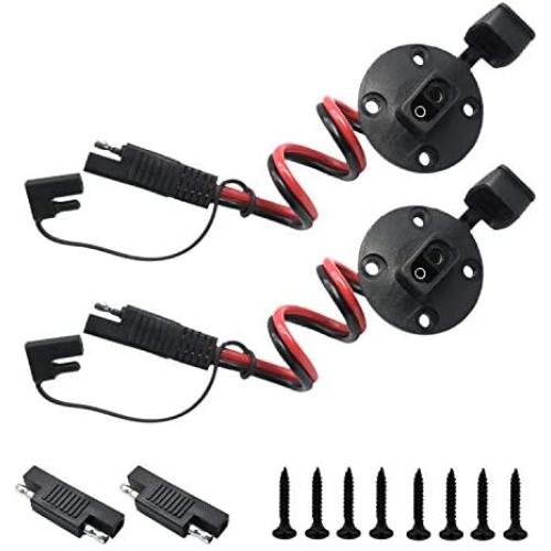 COMeap (2-Pack SAE Power Socket Sidewall Female Port to SAE Male Plug Flush-Mountable Connector Cable with SAE Polarity Reverse Adapter for Solar Panel Motorcycle Generator 12.5-inch(31.7cm)