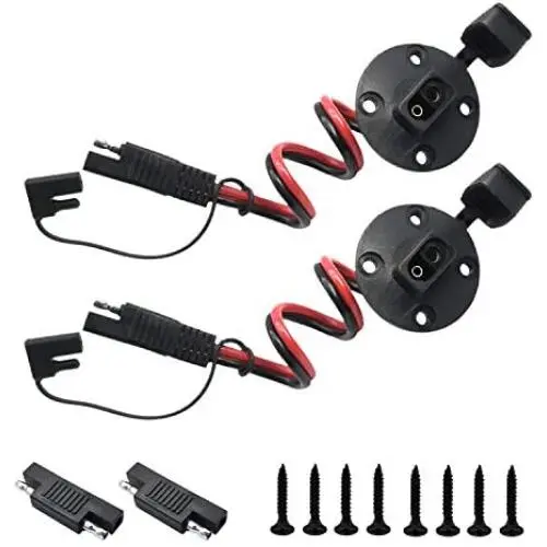 COMeap (2-Pack SAE Power Socket Sidewall Female Port to SAE Male Plug Flush-Mountable Connector Cable with SAE Polarity Reverse Adapter for Solar Panel Motorcycle Generator 12.5-inch(31.7cm)