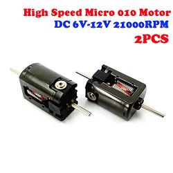 Acxico 2Pcs 15mm Micro 010 Motor DC 6V 12V 24V High Speed Dual Shaft Toy Car Rail Train