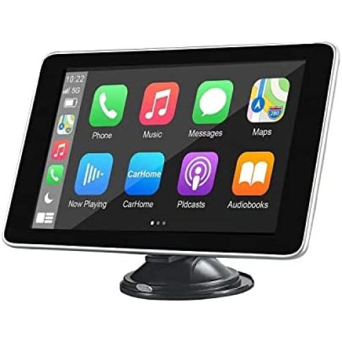 Wireless Carplay & Android Auto, Portable 7.5 Touch Screen, Apple Carplay Screen Car Stereo for Car Truck Motorcycle, Support Mirror Link, Backup Camera, Bluetooth, FM, AUX, Siri, GPS, Music, Video