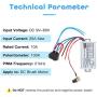 PWM DC Motor Speed Controller, DC 9V-60V & 20A Max Brush Motor Stepless Speed Controller with Forward-Brake-Reverse Switch & Ajustable Potentiometer