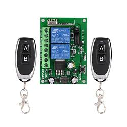 433MHz Universal Wireless Remote Control DC 12V 10A 2CH RF Relay Receiver Transmitter for Garage/Gate/Motor/LED/Light/Smart Room