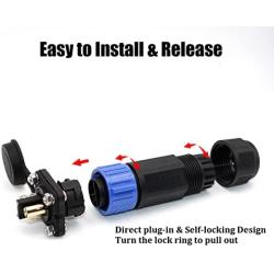 Trolling Motor Plug Receptacle Set for Marine Boat, Waterproof 12/24/36/48 Volt Trolling Motor Connector Kit for Down Rigger, Fishing Reel, DC Power, Trolling Motor Accessories