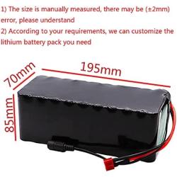 Wnicek 36V 12AH 10S 4P 18650 Lithium Battery Pack Waterproof PVC Lithium Battery Pack for 500W Motors Can be Used for E-Bike Scooters Electric Tools, etc.