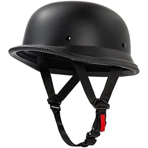 German Style Motorcycle Helmet, Thin Skull Cap Half Helmet for Adult Men Women, Novelty DOT Half Shell Helmet, Retro Half Face Helmet for Cruiser Scooter Chopper, DOT Approved (Matte Black, Large)