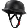 German Style Motorcycle Helmet, Thin Skull Cap Half Helmet for Adult Men Women, Novelty DOT Half Shell Helmet, Retro Half Face Helmet for Cruiser Scooter Chopper, DOT Approved (Matte Black, Large)
