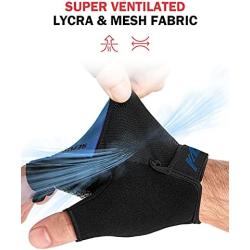 Kemimoto Cycling Gloves, Half-Finger Workout Gloves for Men Women, Gel Padding Bike Gloves, Breathable Motorcycle Anti-Slip Exercise Gloves for Biking, Kayaking, Weightlifting, Motorcycle Riding