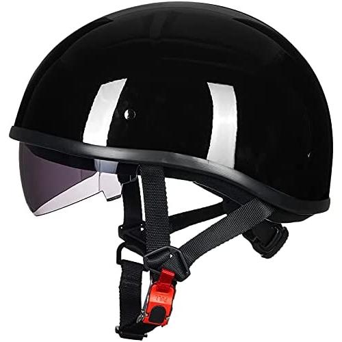 ILM Motorcycle Half Helmet with Sunshield Quick Release Strap Half Face Fit for Cruiser Scooter Harley DOT Approved Model-883V