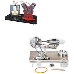 Sunnytech Mini Hot Live Steam Engine Model Hot Air Stirling Engine Motor Model V-Type-SC010