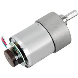 uxcell Gear Motor with Encoder DC 24V 530RPM Gear Ratio 18.8:1 D Shaft Metal Encoder Gear Motor Silver 37Dx52L mm for Robot RC Model DIY Engine