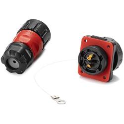 Aviation Connector M20 Plastic Female Plug + Square Male Socket Φ20mm Outdoor Waterproof IP67 Connectors with Cap Panel Mount 2 Pin Gold Plated for Industrial Device Power