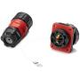 Aviation Connector M20 Plastic Female Plug + Square Male Socket Φ20mm Outdoor Waterproof IP67 Connectors with Cap Panel Mount 2 Pin Gold Plated for Industrial Device Power