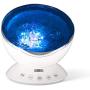 Ocean Wave Night Light and Projector w/t Built in Sound Machine, Led Night Light and Music Player, Remote Night Light Projector, Sound Machine for Baby Sleeping, White - BabyLuv
