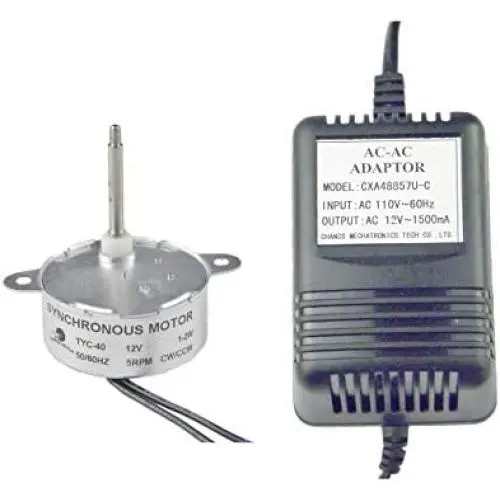 CHANCS TYC-40 12V AC 5RPM Shaft 35mm Synchronous Motor With AC Wall Power Adapter - Input 110V Output AC 12V For Christmas Decoration