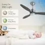 Ventilateur de plafond 52 pouces Moteur DC Gris Foncé Bois Massif avec Lumière et Télécommande, Éclairage Dimmable & 3 Pales pour Salon, Salle à Manger, Chambre – Moderne Ventilateur de plafond 52 pouces Moteur DC Gris Foncé Bois Massif avec Lumière et Télécommande, Éclairage Dimmable & 3 Pales pour Salon, Salle à Manger, Chambre – Moderne