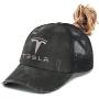 ARKOSKNIGHT Embroidered Tesia Hats Cross Ponytail Hat Washed Distressed Mesh Womens Baseball Cap Dad Hat Ponytail Hat for Women(Ponytail Black)