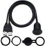 Duttek USB Panel Flush Mount Cable, Dual USB 3.0 Male to Female Extension Cable, USB Mount, Dash Mount, Flush Mount, Panel Mount Cable, for Car, Boat, Motorcycle 1M/3.3FT