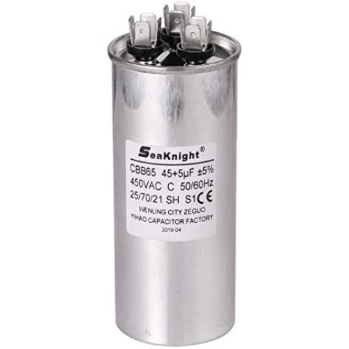 BlueNatHxRPR 45-5 uF MFD CBB65 Capacitor Air Conditioner Capacitor Round Dural Motor Run Capacitor Withstand 450V AC