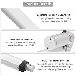 Justech 12V Linear Actuator 400mm 16 Inch Linear Motor 1000N Stroke Linear Actuator with Mounting Brackets for Car RV Electric Door Opener Industrial Machinery Clean Vessel Cargo Medical Window-Silver