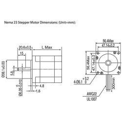ATO 6-wire Nema 23 Stepper Motor, 2 Phase, 2A/3A, 1.8 Degree, Nema 23 Hybrid Stepper Motor for CNC /3D Printer (Rated Current/phase 3A)
