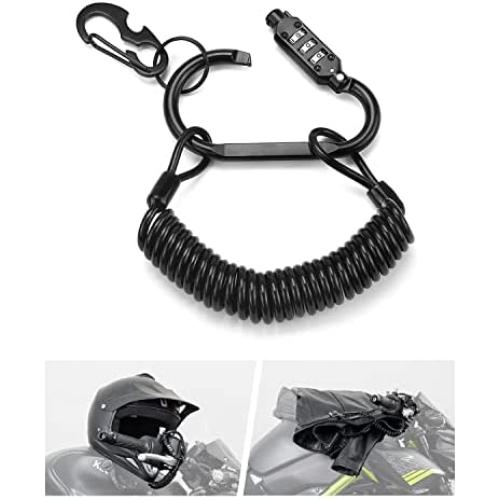 Kemimoto Motorcycle Helmet Lock with High Security Combination PIN, 60in Helmet Lock Cable and Carabiner for Motorcycle Helmet, Bike Helmet, Jacket and Bag