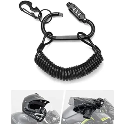 Serre-câbles Moto avec Fermeture Robuste par Code PIN, Câble de 1.8m et Carabiner pour Casque Moto, Casque de Vélo, Veste et Sac Serre-câbles Moto avec Fermeture Robuste par Code PIN, Câble de 1.8m et Carabiner pour Casque Moto, Casque de Vélo, Veste et Sac