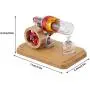 Hot Air Stirling Engine, Education Toy Electricity Power Generator Solid Metal Construction Engine Model Free Piston Physics Science Experiment Toy for Laboratory