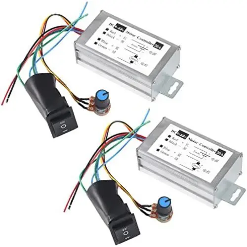 2pcs DC Motor Speed Controller, Brush Motor Driver Controls Module DC 9V-60V 12V 24V 36V 48V 60V Motor Pulse Width Modulator Regulator 20A 1200W PWM Monitor Dimmer Governor with Switch & Knob